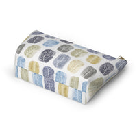 Watercolor Leaf Stamp Accessory Pouch w T-bottom in Navy